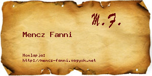 Mencz Fanni névjegykártya